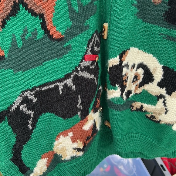 Susan Bristol Green Sweater Vest with Dog Motif - Picture 4 of 4